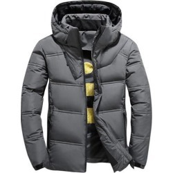 Men Short Down Jacket Coat Dark Gray XXL