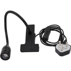 USB Port 1*3W 30 Degree Beam Angle 30cm Arm Warm White UK Plug LED Clip Desk Lamp Light Black