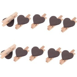 Card Photo Paper Love Heart Spring Pegs Crafts Mini Wooden Clip Black 10pcs