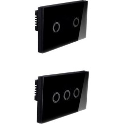 2Pcs 1 Way Touch Wall Control Light Switch Crystal Glass Panel 2 Gang 3 Gang