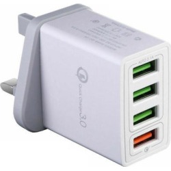 4 Multi-Port Fast Quick Charge QC 3.0 USB Hub Wall Charger Adapter UK Plug