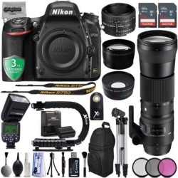 Nikon D750 24.3MP 1080P DSLR Camera w/ Wi-Fi & GPS Ready + 4 Lens- 128GB - 30PC Kit - Nikon 50mm f/1.8D - Sigma 150-600mm f/5-6.3 OS HSM Lens +