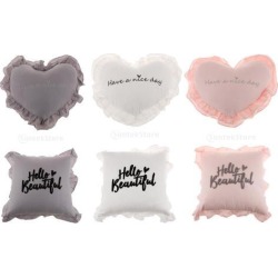 Stuffed Square Pillow Back Cushion Home +Heart Shape Cotton Pillow White