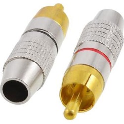 2 Pcs Alloy RCA Audio Video Screwing Type Male Connector