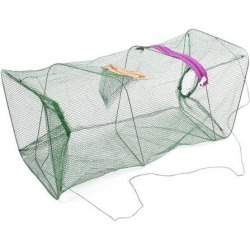 Unique Bargains 8.7' x 18.8' Nylon Metal 3 Layers Foldable Fishing Landing Net Fish Basket Crawfish Shrimp Green