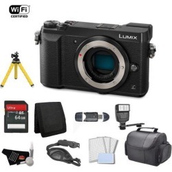 Panasonic Lumix Mirrorless Micro Four Thirds Digital Camera (Body Only, Black) Bundle with 64GB Memory Card + Carrying Case + More