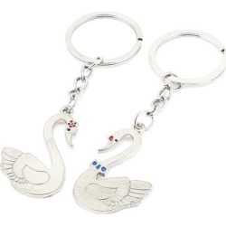 Lover Metal Swan Pendant Keyring Keychain Key Ring Chain Ornament 9cm Pair