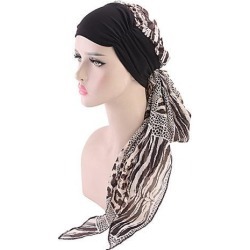 Women Cancer Hat Chemo Inner Cap Hair Loss Head Scarf Turban Wrap Brown