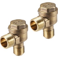 Air Compressor Check Valve 90 Degree Male Threaded Brass Connector 3/8' x 1/4' 2Pcs