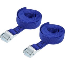 2.5M x 25mm Lashing Strap Cargo Tie Down Straps w Cam Lock Buckle 250Kg Work Load, Blue, 2Pcs