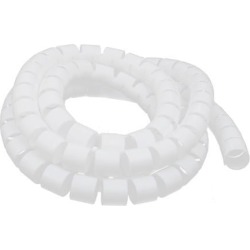 Flexible Spiral Tube Cable Wire Wrap White Manage Cord 20mm Dia x 2 Meter Long with Clip
