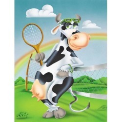 Cow playing Tennis Flag Canvas House Size APH0533CHF