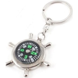 Unique Bargains Travel Helm Shape Camping Silver Tone Metal Keyring Key Chain Handbag Ornament