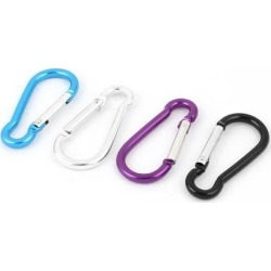 Unique Bargains Metal D Shaped Outdoor Sport Carabiner Clip Hook Key Chain Keyring 4Pcs