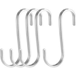 Stainless Steel S Hooks 3.15' Flat S Shaped Hook Hangers for Kitchen Bathroom Bedroom Storage Room Office Outdoor Multiple Uses 4pcs