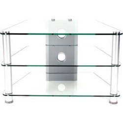RTA Home and Office TVM-021 Glass and Aluminum 32 in. Below Clear Tempered Glass Plasma & LCD TV Stand with Wire Management