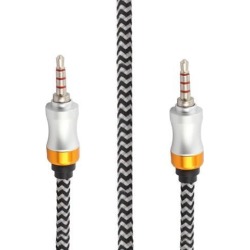 Unique BargainsDigital Players Nylon Jacket Male to Male Extension Aux Cord Audio Cable Gray