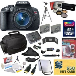 Canon EOS Rebel T5i 18.0 MP CMOS Digital Camera with EF-S 18-55mm f/3.5-5.6 IS STM Zoom Lens With 32GB SDHC Card + 2 LP-E8 Battery + 5 PC Filter.
