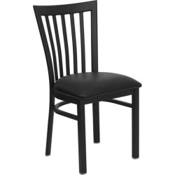 HERCULES Series Black School House Back Metal Restaurant Chair - Black Vinyl Seat