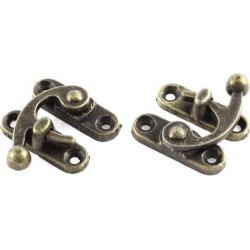 2pcs 33mmx29mm Zinc Alloy Vintage Style Jewelry Cigar Box Hook Lock Latch