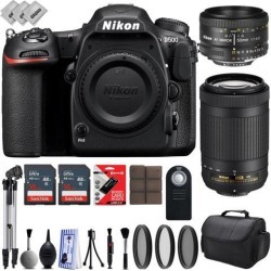 Nikon D500 Digital 4K 2160P SLR Camera w/ Nikon 50mm f/1.8D AF Lens - Nikon AF-P 70-300mm f/4.5-5.6G ED VR Zoom Lens - 32GB - 28PC Bundle