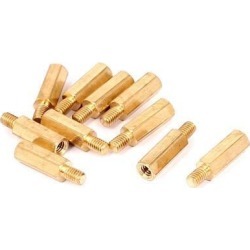 M4x16mm+6mm Male to Female Thread 0.7mm Pitch Brass Hex Standoff Spacer 10Pcs