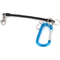 Unique Bargains Black Teal Safety Spring Elastic Coiled Cord Keyring Keychain Strap Rope