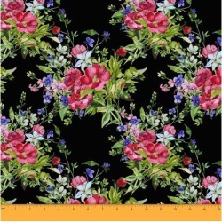 Soimoi Floral Printed Sewing Material 58 Inches Wide Cotton Poplin Fabric Supplies By The Meter-Black