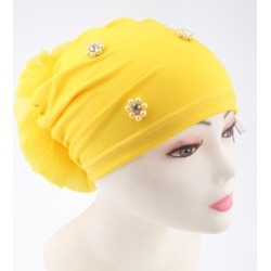 Women's Head Wrap Big Flower Cancer Chemo Hat Beanie Scarf Turban Cap Yellow