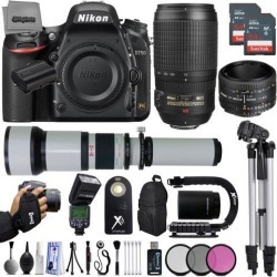 Nikon D750 24.3MP 1080P DSLR Camera w/ Wi-Fi & GPS Ready + 3 Lens - 18 to 2600mm - 128GB - 30PC Kit - Nikon 50mm 1.8D - Nikon 70-300VR - Opteka.