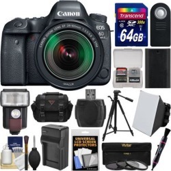 Canon EOS 6D Mark II Wi-Fi Digital SLR Camera & EF 24-105mm IS STM Lens with 64GB Card + Case + Flash + Battery & Charger + Tripod + Filters Kit