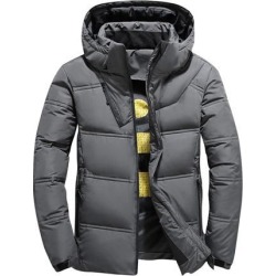 Men Short Down Jacket Coat Dark Gray L