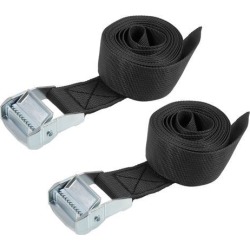 2.5Mx38mm Lashing Strap Cargo Tie Down Straps w Cam Lock Buckle 500Kg Work Load, Black, 2Pcs