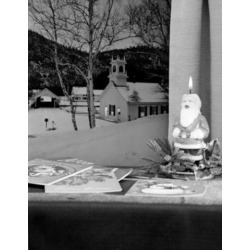 Posterazzi SAL255421593 Church & Covered Bridge Seen Through Christmas Window Poster Print - 18 x 24 in.
