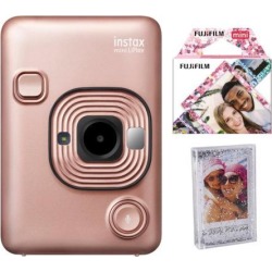 Fujifilm Instax Mini Hybrid LiPLay Instant Camera (Blush) w/Confetti Mini Film