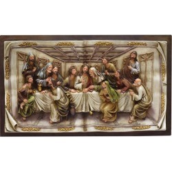 19.25' The Last Supper Inspirational Religious Christmas Wall Plaque with Brown Frame