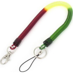 Unique Bargains Tri-color Plastic Elastic Spring Coiled Strap Rope Lanyard for Phone Keys