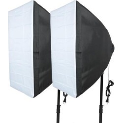 Global Bargains 2Pcs US Plug 40cmx60cm Four Flash Umbrella Softbox Kit for Photo Video Studio