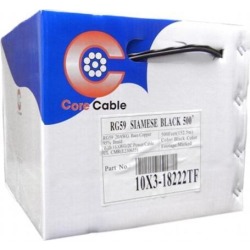 Cable Wholesale RG59 Siamese Solid Coaxial Cable + 18/2 (18AWG 2C) Power 500 ft Pullbox - Black