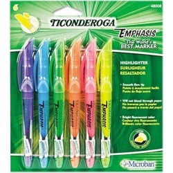 Dixon 48008 Emphasis Pocket Style Highlighters Chisel Tip BE GN OE PK PE YE 6/PK