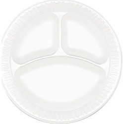 Dart 9CPWC Concorde Foam Plate, Compartmented, 9' Dia, WE, 125/Pack, 500/Carton
