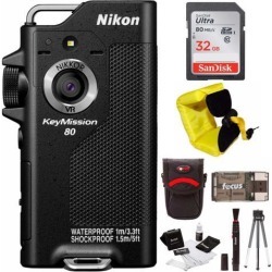 Nikon KeyMission 80 Action Waterproof Camera with 32GB Card and Accessory Bundle