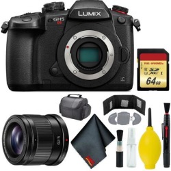 Panasonic Lumix DC-GH5S Mirrorless Micro Four Thirds Digital Camera - Cleaning Kit - 64GB - Card Wallet & Reader - CASE - Panasonic 42.5mm f/1.7