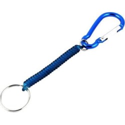 Unique Bargains Blue Carabiner Hook Elastic Spring Coil Keyring Keychain Rope 13.5cm