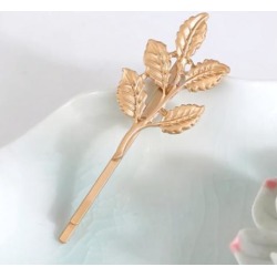Golden Metal Leaves Hairpin Hair Clip Wedding Bridal Hair Accessory Dim Gold