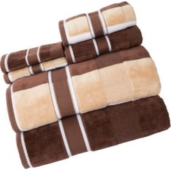 Lavish Home 100% Cotton Oakville Velour 6 Piece Towel Set-Chocolate Chocolate