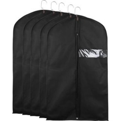 Garment Cover Bags Storage Bag Dress Suit Coat Jacket Protector Black Set of 5