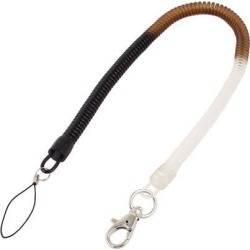 Unique Bargains Metal Lobster Clasp Coiled Lanyard Keyring Key Holder Black Brown Clear 46cm
