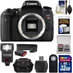 Canon EOS Rebel T6s Wi-Fi Digital SLR Camera Body with 32GB Card + Case + Strap + Flash + Remote + Kit