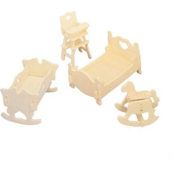 3D Furniture Dolls House Child s Bedroom Wooden Assembling Toy